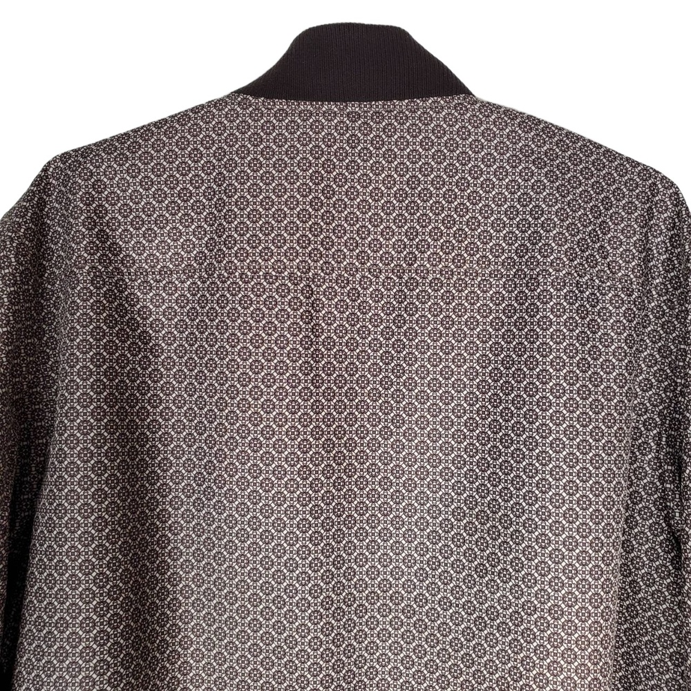 Tasso Elba Bomber Geometric Pattern Full Zip Jacket Brown White Mens Large - Picture 5 of 13